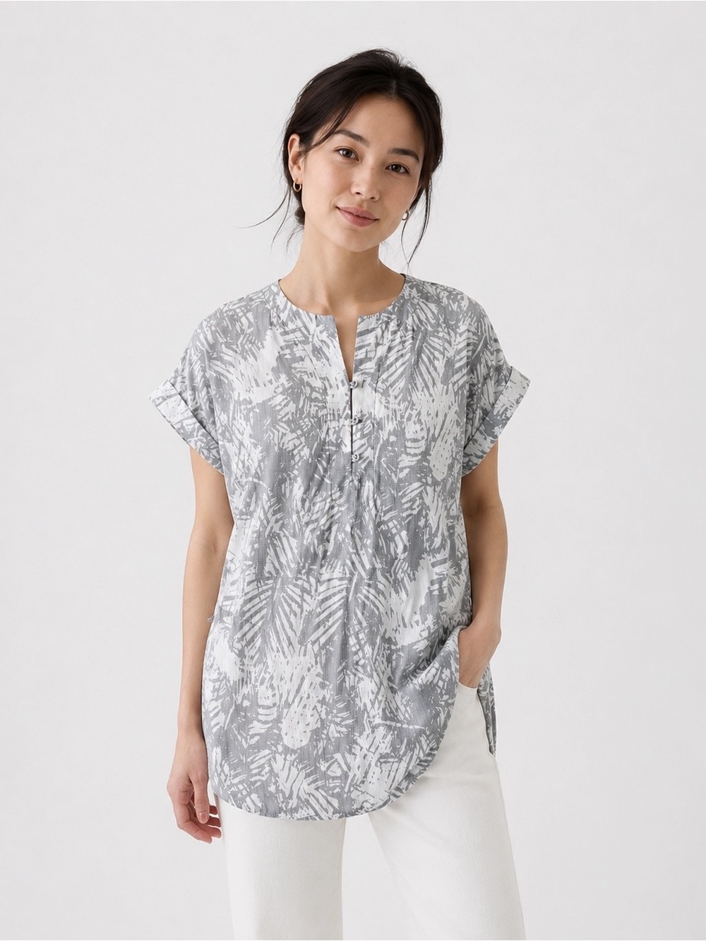 Royal Robbins Woman Gray Botanical Lightweight Tunic Dress Top XS Coastal Travel